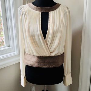 NWOT cream pleated designer top - so many details!
